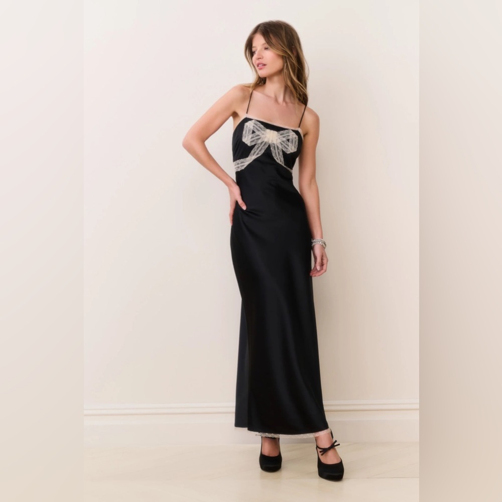 LoveShackFancy Isolie Lace Bow Crepe Dress